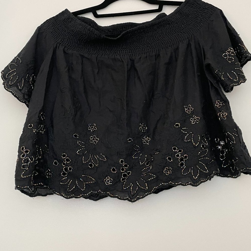 Topshop Black Off the Shoulder Top
